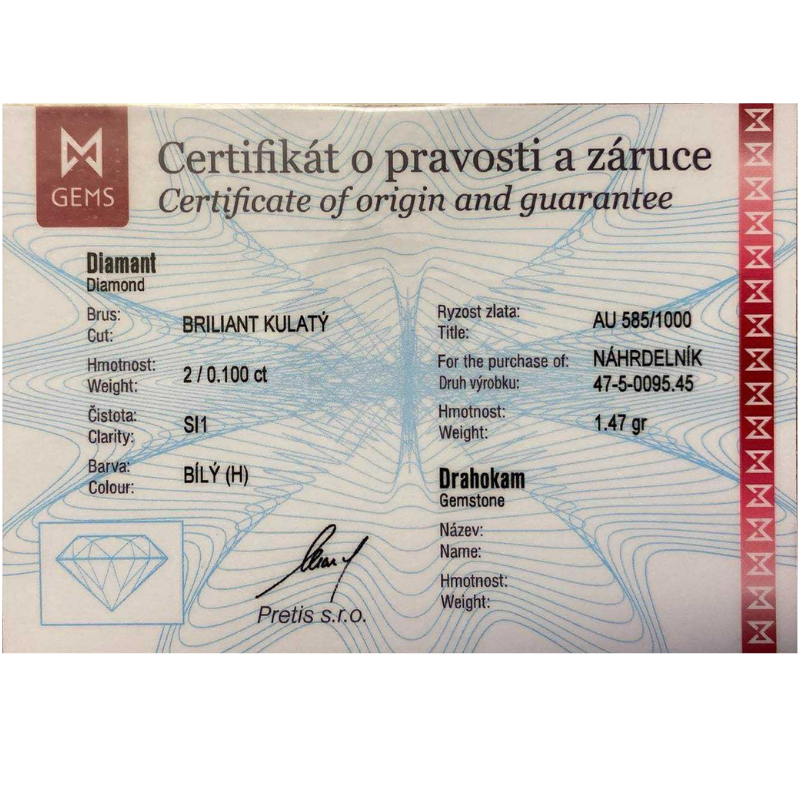 Zlatý náhrdelník AU 585/1000 1,47 gr KPR475009502-45