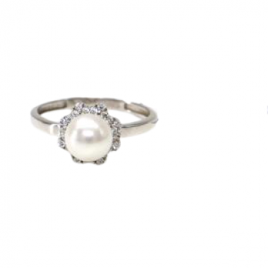 Prsten z bílého zlata se středovou perlou a zirkony Pattic AU 585/000 2,05 gr, PR206139201