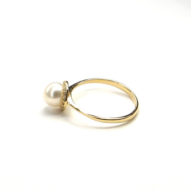 Prsteň zo žltého zlata, zirkóny a morskou perlou Pattic AU 585/000 1,8g BV500101Y-58