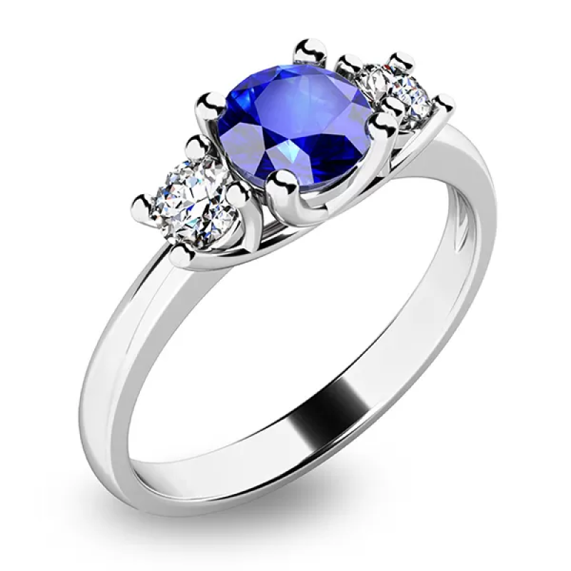 Prsten AU 585/1000 diamanty 0,20 ct G/Si + safír 0,50 ct 2,25 gr G10803B01
