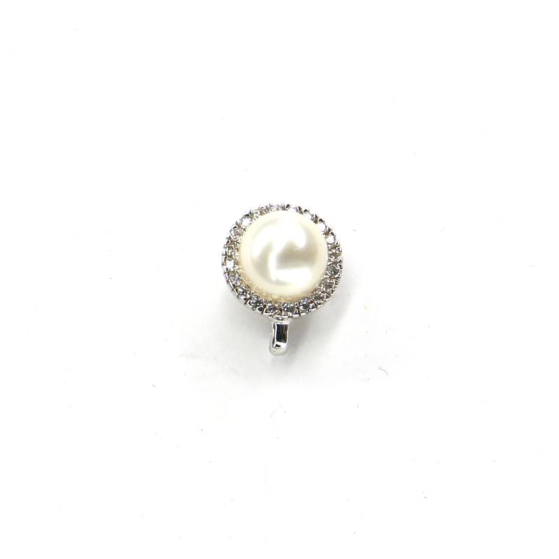 Príves z bieleho zlata s perlou, vykladaný zirkónmi Pattic AU 585/000 2,35g BV500405W