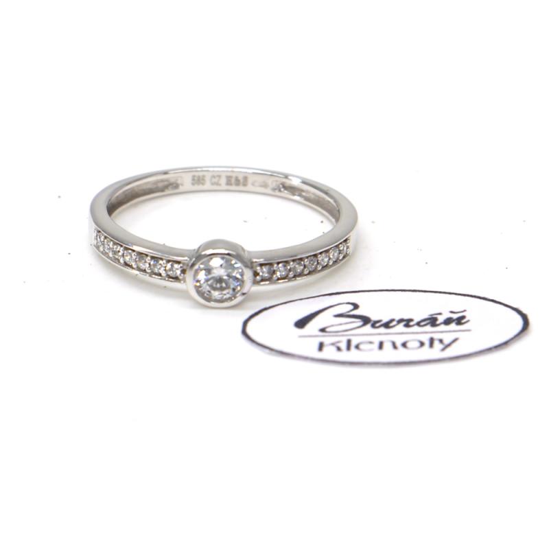 Prsteň z bieleho zlata so stredovým zirkónom a zirkónmi AU 585/000 2,45 gr, PR396110501