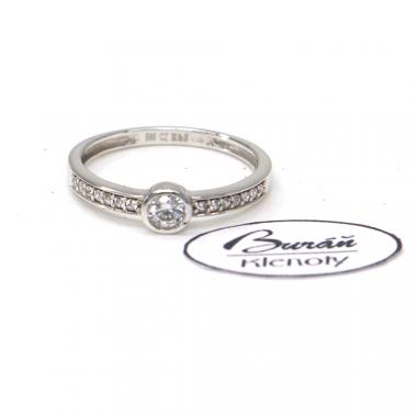 Prsteň z bieleho zlata so stredovým zirkónom a zirkónmi AU 585/000 2,45 gr, PR396110501