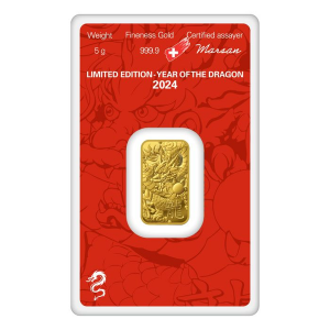 5 gr investiční zlatý slitek Argor Heraeus Rok Draka 2024 SL012 