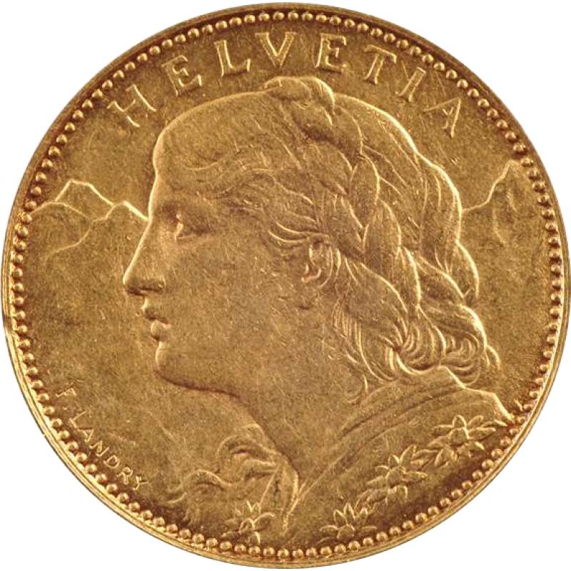 10 schweizer Franken Goldmünze Vreneli 1913