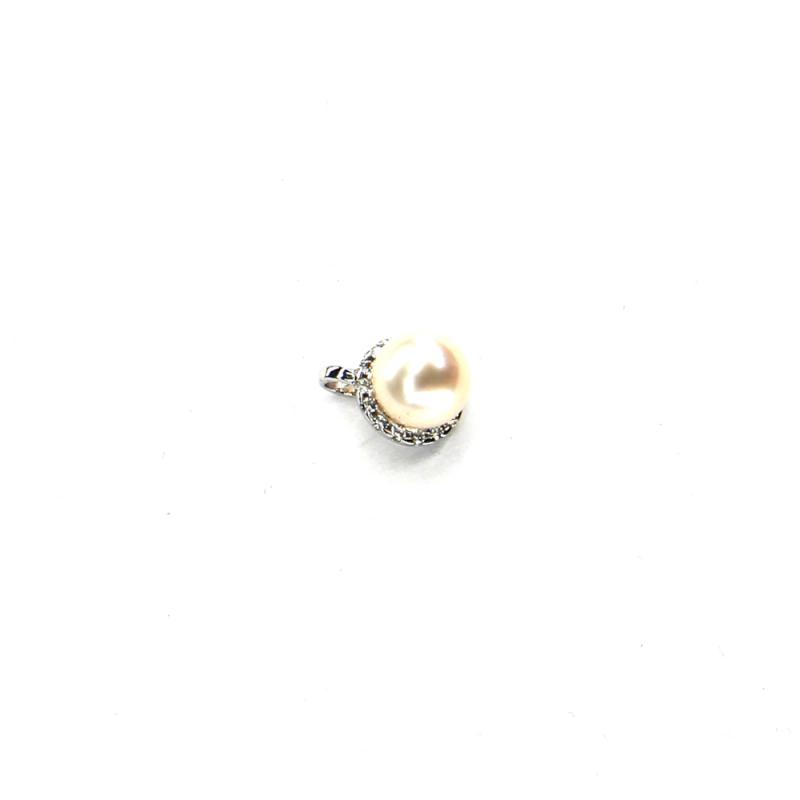 Príves z bieleho zlata s perlou, vykladaný zirkónmi Pattic AU 585/000 0,9g BV500105W