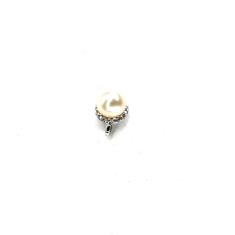 Príves z bieleho zlata s perlou, vykladaný zirkónmi Pattic AU 585/000 0,9g BV500105W