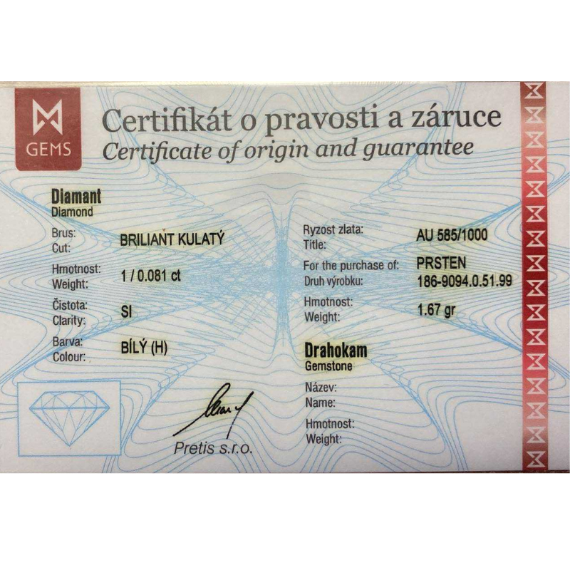 Zlatý prsten AU 585/1000 1,67 gr KPR181909401-51