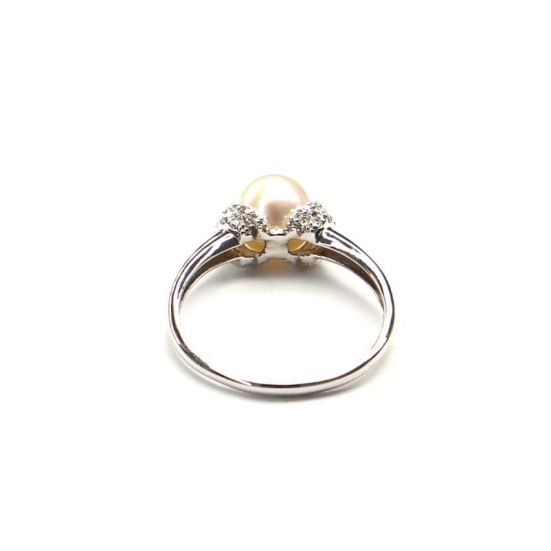 Prsten z bílého zlata s mořskou perlou a zirkony Pattic 2,8g BV509101W-60