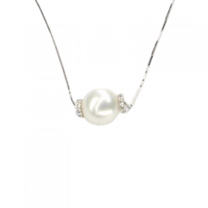 Náhrdelník z bieleho zlata s perlou a zirkónmi Pattic AU585 / 000 3,05g BV504102W