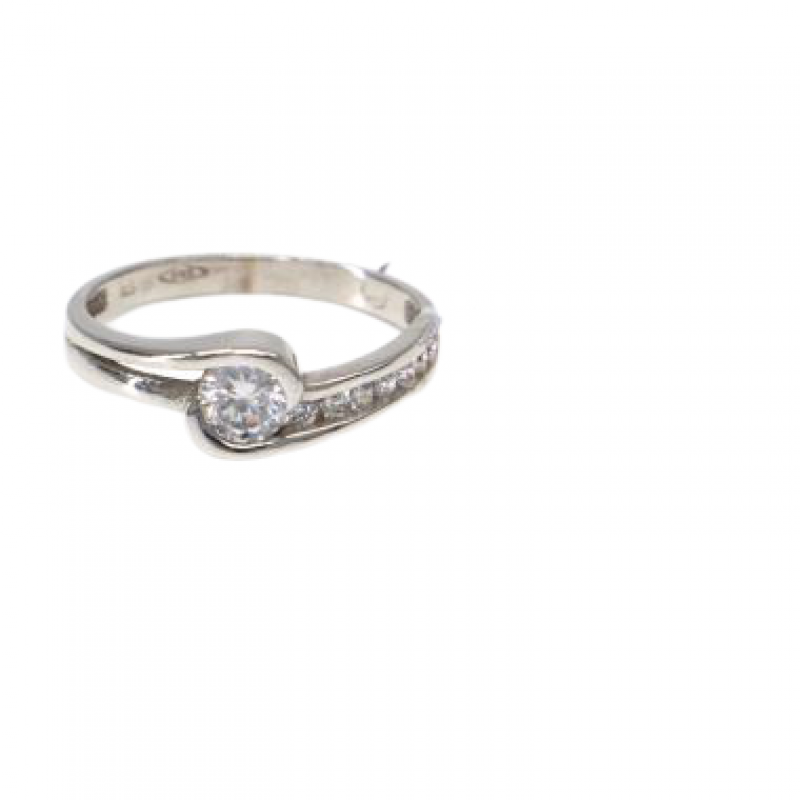Prsten z bílého zlata se středovým zirkonem a zirkony Pattic AU 585/000 2,20 gr, PR185095301-52