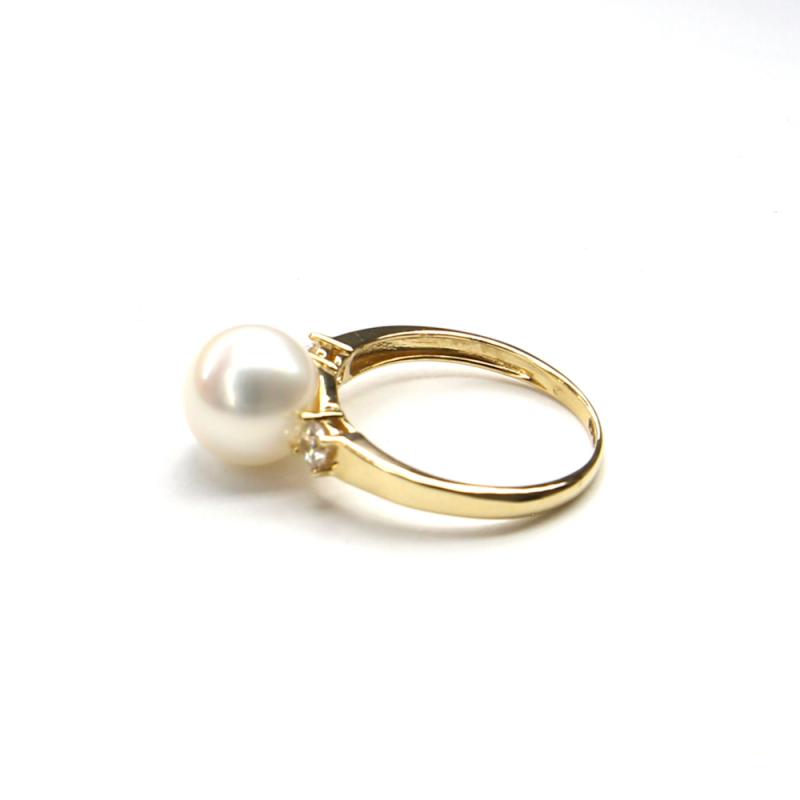 Prsten ze žlutého zlata, mořskou perlou a zirkony Pattic  AU 585/000 2,9g BV501901Y-53