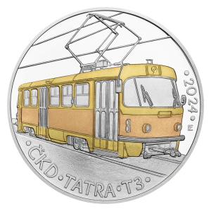 Strieborná minca 500Kč Električka ČKD Tatra T3 2024 standard/BK 244