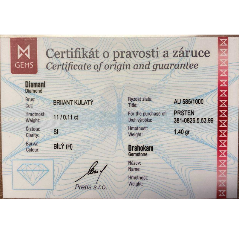 Zlatý prsten AU 585/1000 1,40 gr KPR381082601-53A
