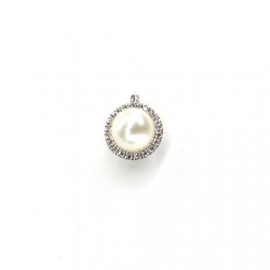Príves z bieleho zlata s perlou, vykladaný zirkónmi Pattic AU 585/000 2,35g BV500405W