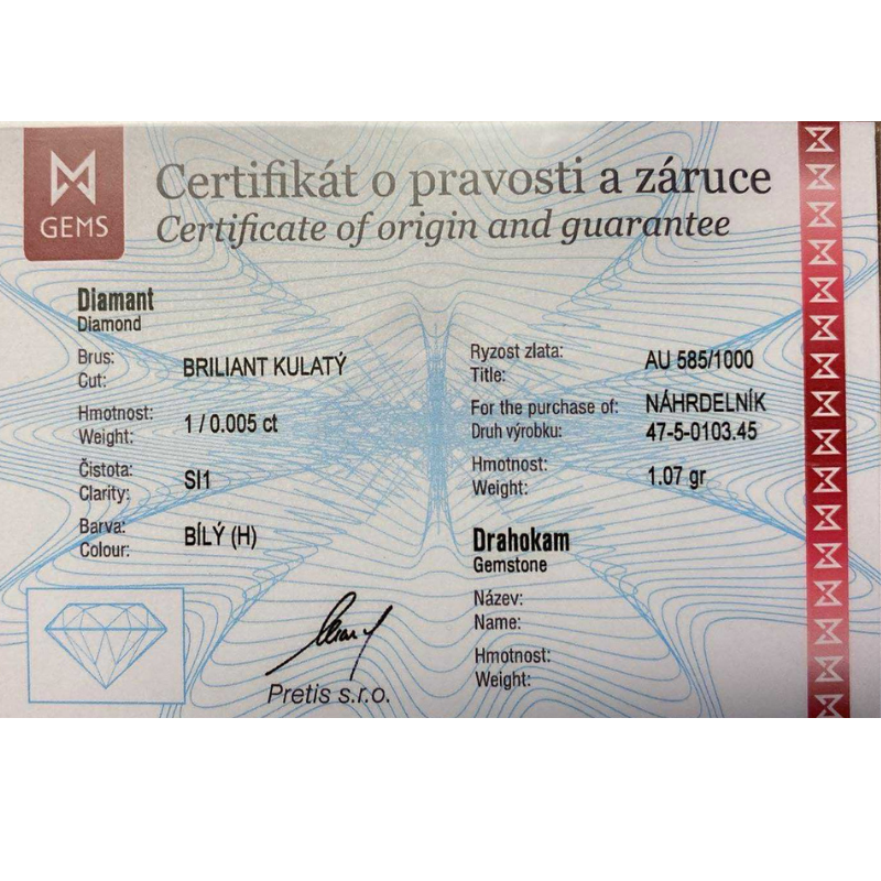 Zlatý náhrdelník AU 585/1000 1,07 gr KPR475010302