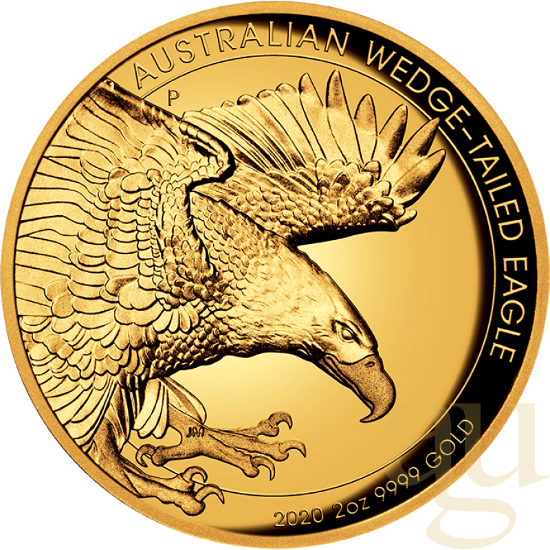 2 unce zlatá mince Austrálie Wedge Tailed Eagle 2020 proof - high Relief Prägung