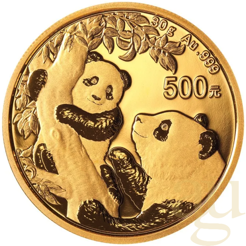 30 gramů zlatá mince China Panda 2021