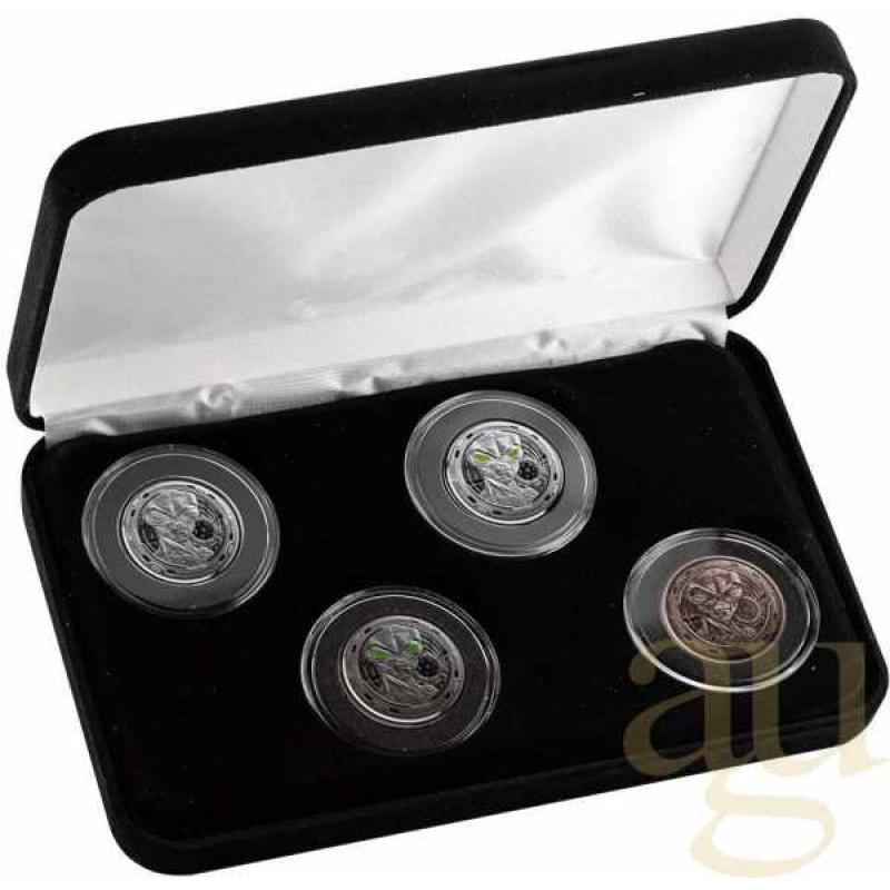 4x 1/2 Unze Afrika Ghana Alien Silbermünzen 2023 - Four Coin Set