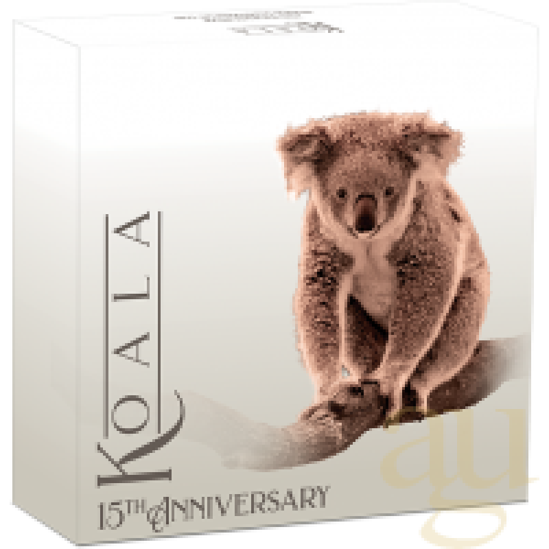 3 Unzen Silbermünze Australien Koala 2022 - 15 Jahre Jubiläum - polierte Platte teilvergoldet