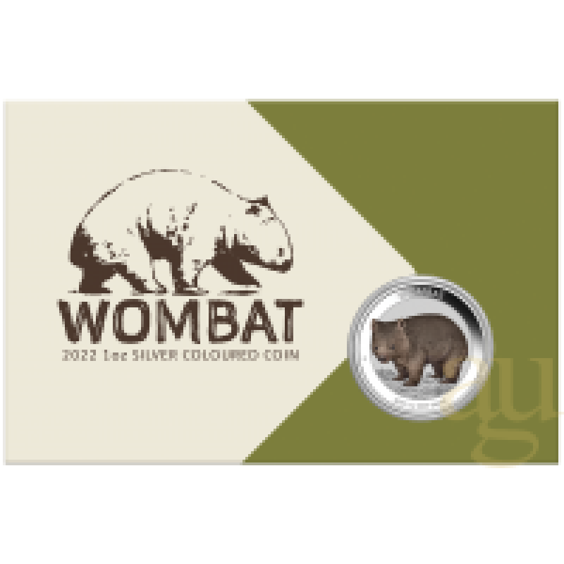 1 Unze Silbermünze Australien Wombat 2022 coloriert - Coincard