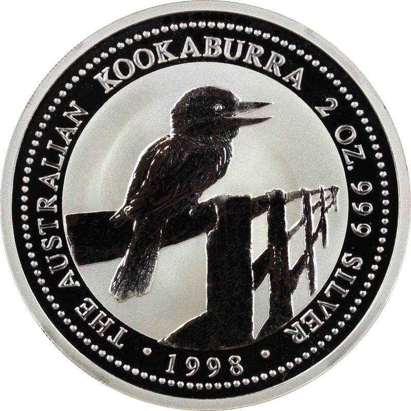 2 unce stříbrná mince Austrálie Kookaburra 1998