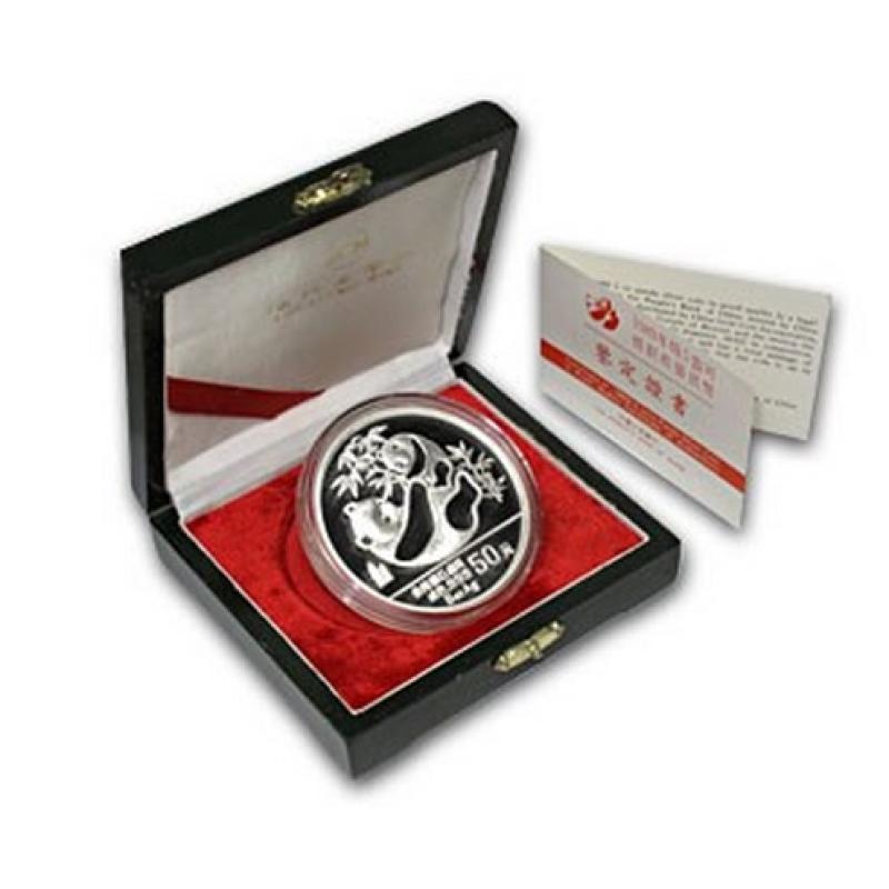 5 uncí stříbrná mince China Panda 1988 proof