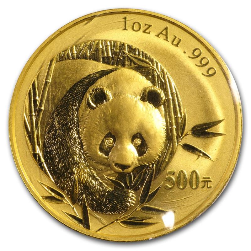 1/10 uncí zlatá mince China Panda 2003