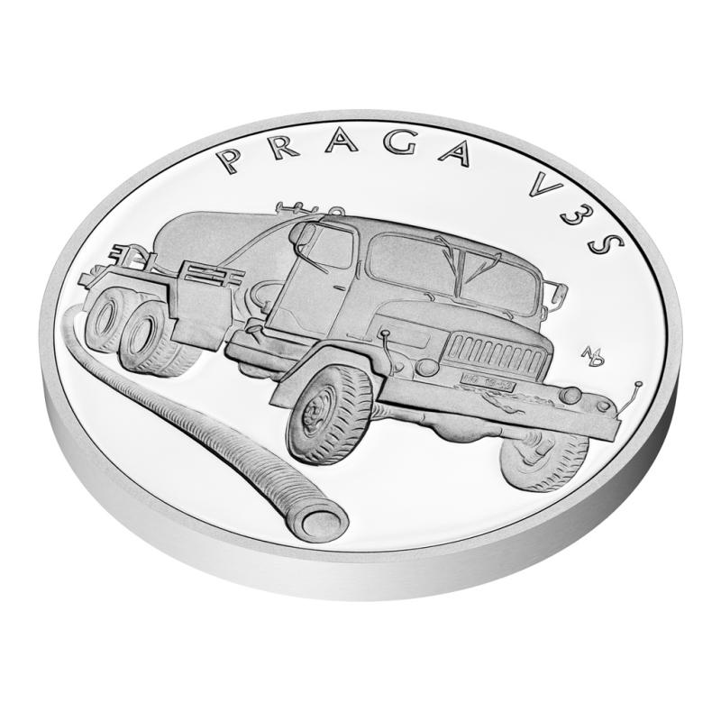 Stříbrná mince Na kolech - Nákladní automobil Praga V3S proof