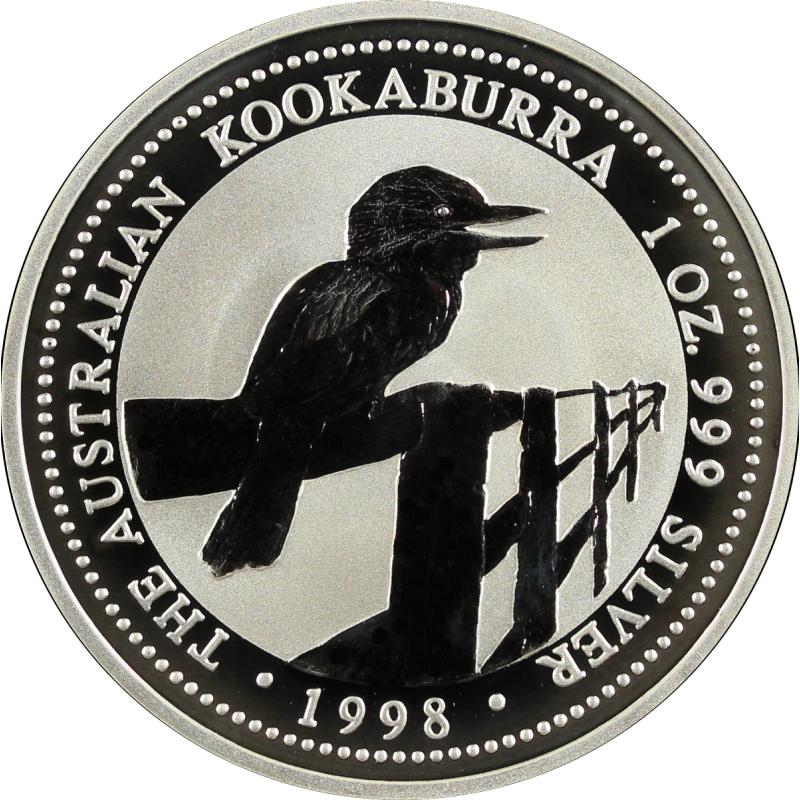 10 uncí stříbrná mince Austrálie Kookaburra 1998