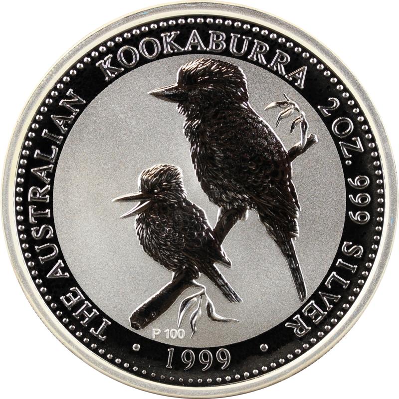 2 unce stříbrná mince Austrálie Kookaburra 1999