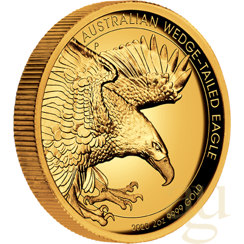 2 unce zlatá mince Austrálie Wedge Tailed Eagle 2020 proof - high Relief Prägung