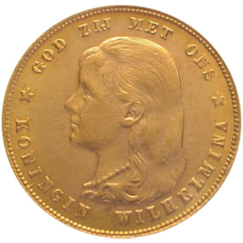 10 Gulden zlatá mince Wilhelmina Jugendportrait 1897