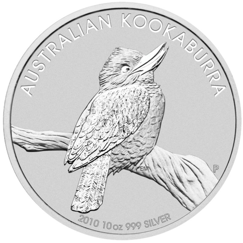 10 uncí stříbrná mince Austrálie Kookaburra 2010