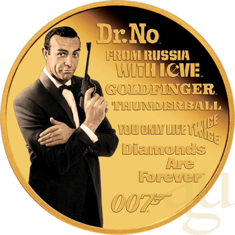 1/4 Unze Goldmünze Tuvalu James Bond 007 - Sean Connery 2022 - proof coloriert