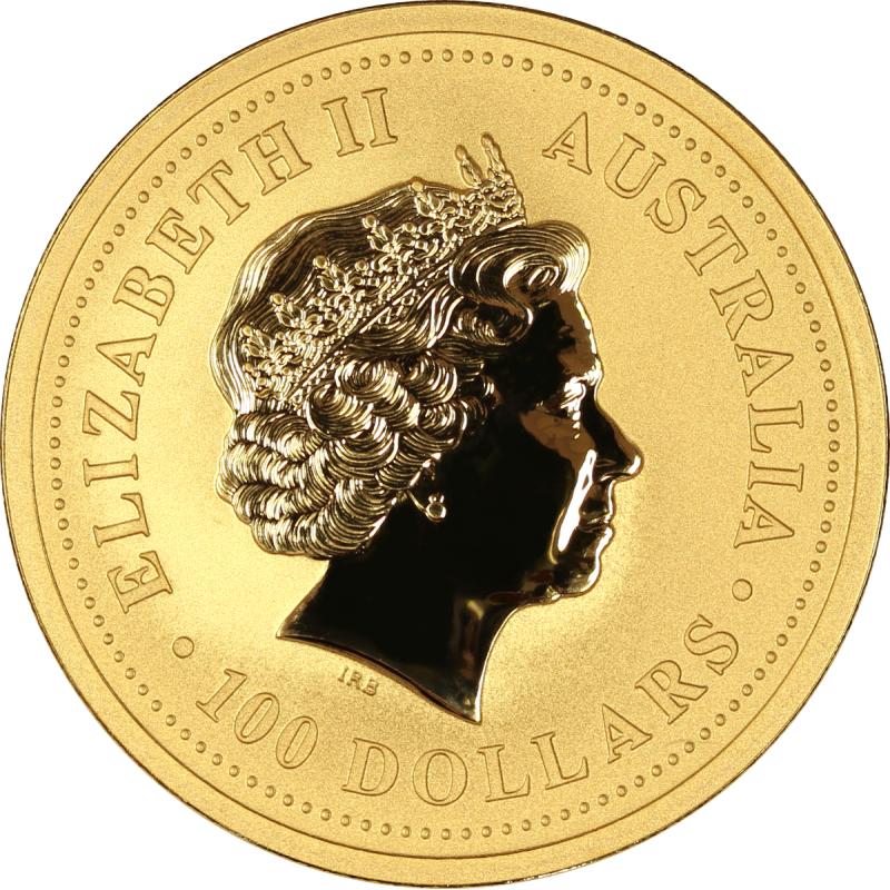 10 uncí zlatá mince Lunar I kůň 2002
