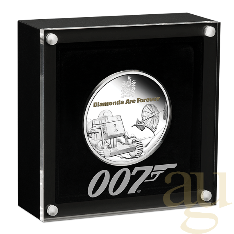 1 unce stříbrná mince Tuvalu - James Bond 007 - Diamonds Are Forever 50th Anniversary 2021 - proof