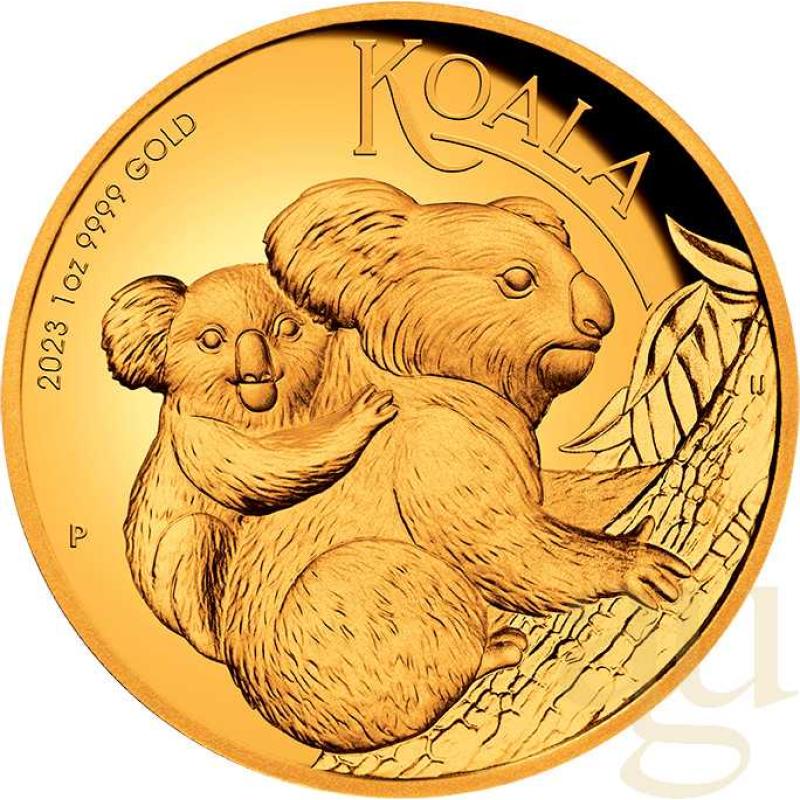 1 Unze Goldmünze Australien Koala 2023 polierte Platte - High Relief