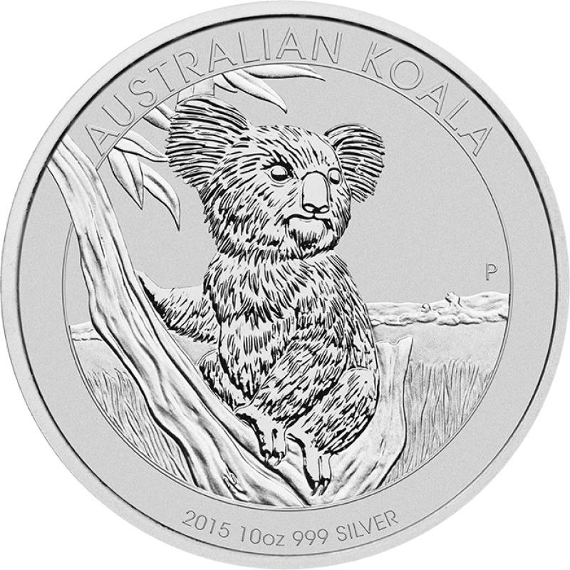 10 uncí stříbrná mince Austrálie Koala 2015