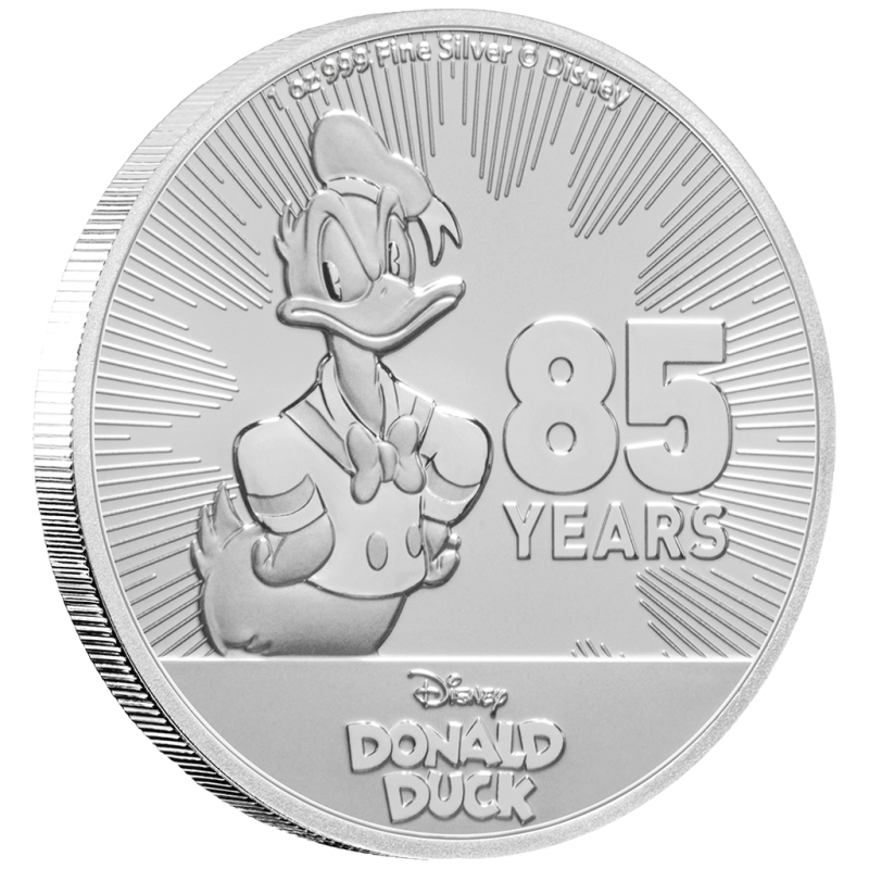 1 unce stříbrná mince Niue Donald Duck 85 Jahre Jubiläum 2019