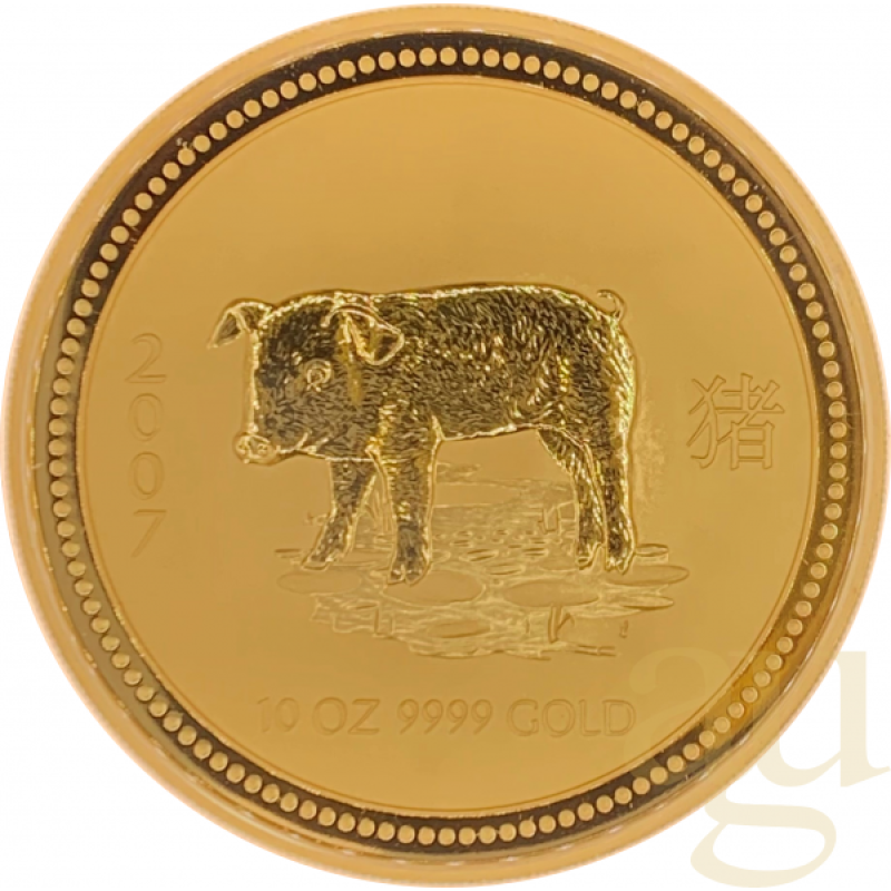 10 Unzen Goldmünze Lunar I Schwein 2007
