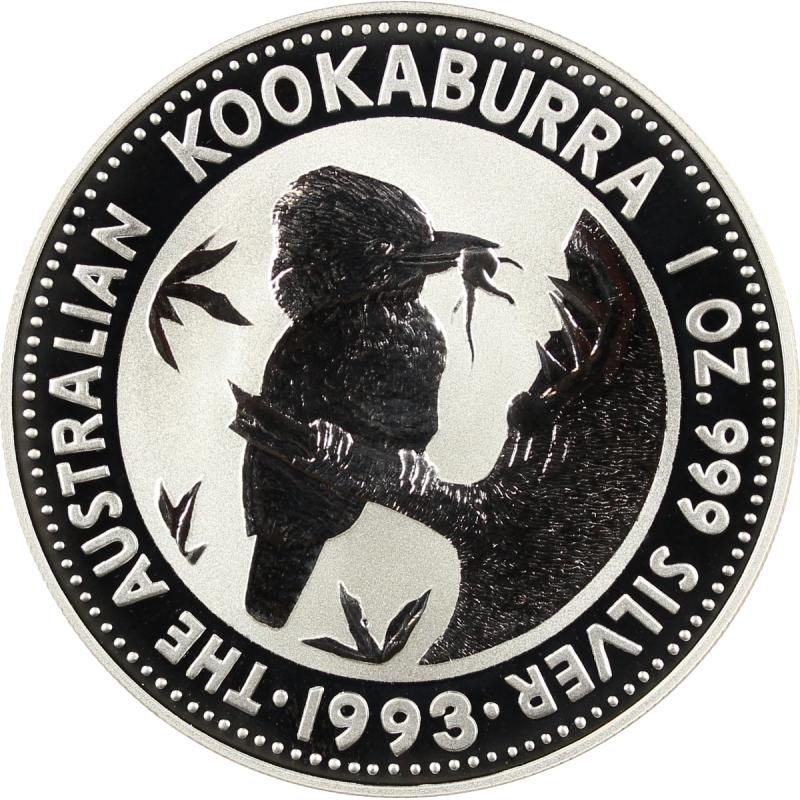 1 unce stříbrná mince Austrálie Kookaburra 1993