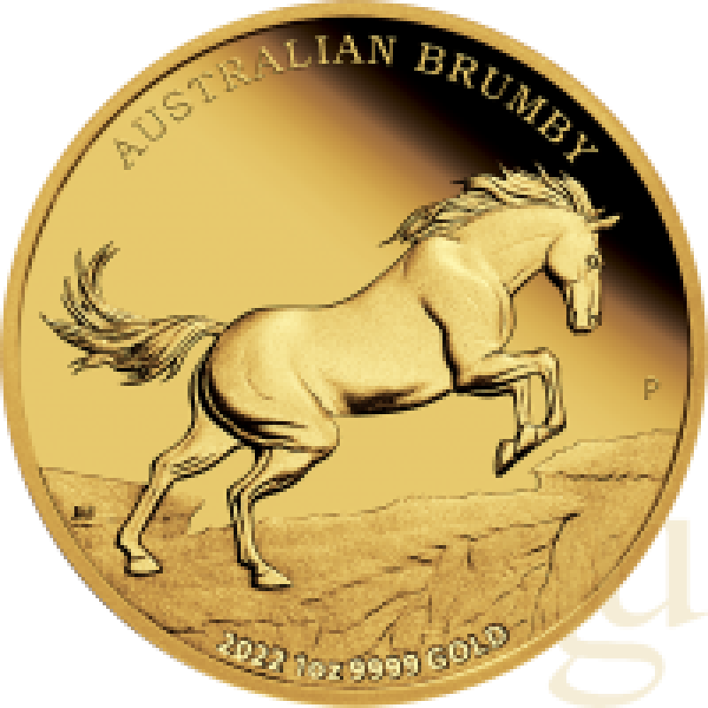 1 Unze Goldmünze Australien Brumby 2022 - polierte Platte