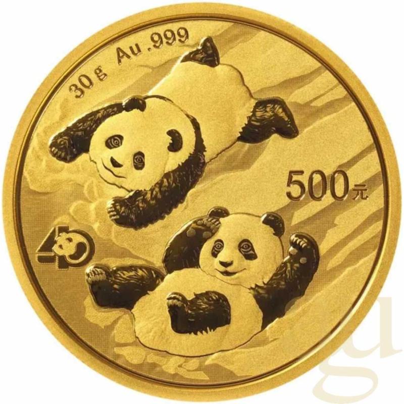 30 gramů zlatá mince China Panda 2022