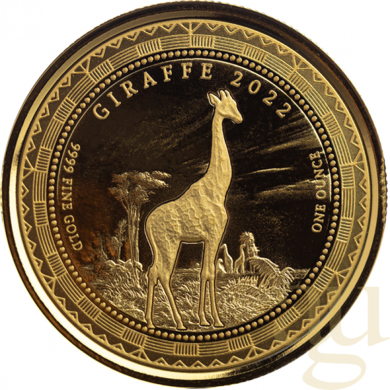 1 Unze Goldmünze Republic of Guinea Ecuatorial Giraffe 2022