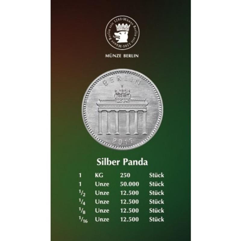 1 unce stříbrný Panda 2017 mince Berlin Round