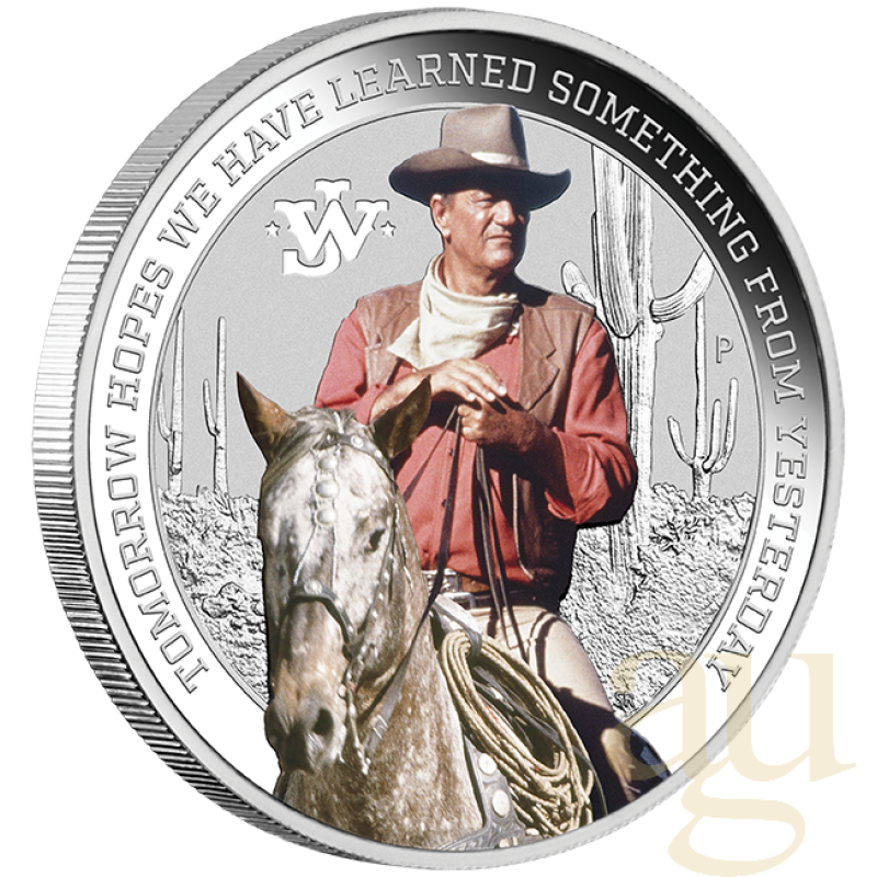 1 unce stříbrná mince Tuvalu - John Wayne 2022 coloriert