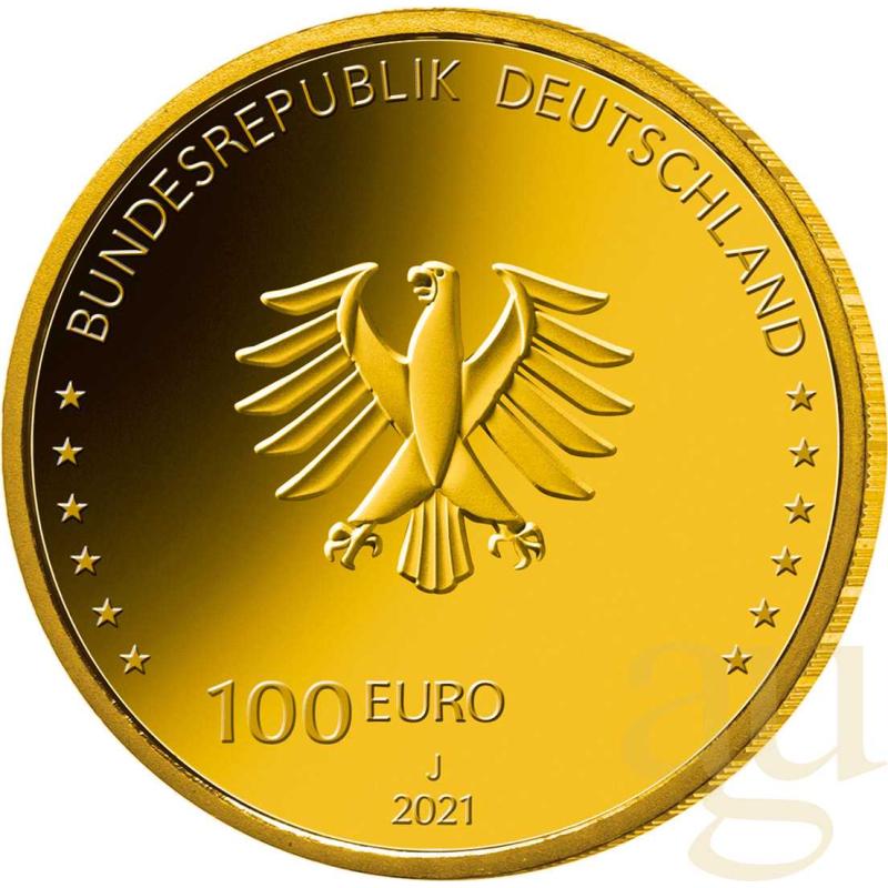 1/2 unce zlatá mince - Säulen der Demokratie - 100 Euro Recht 2021 (G)