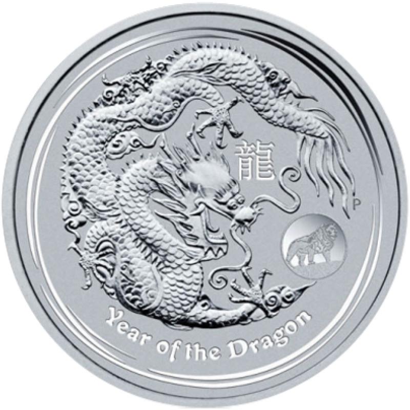 1 unce stříbrná mince Austrálie Lunar II drak 2012 - Privy Mark Löwe