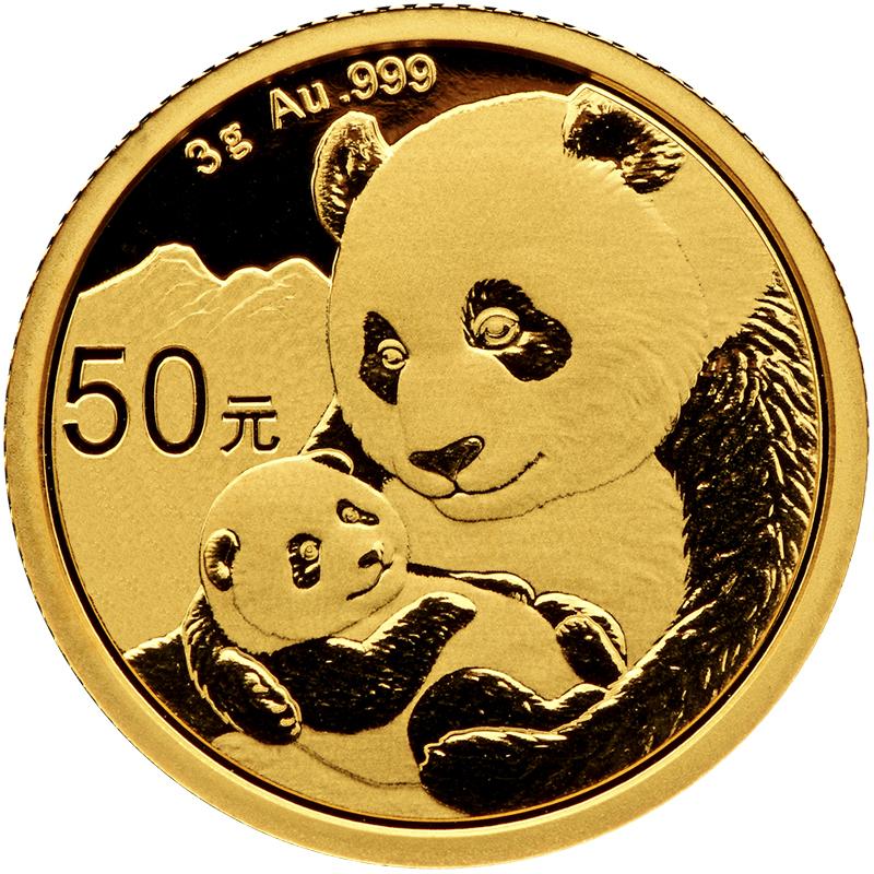 3 gramů zlatá mince China Panda 2019